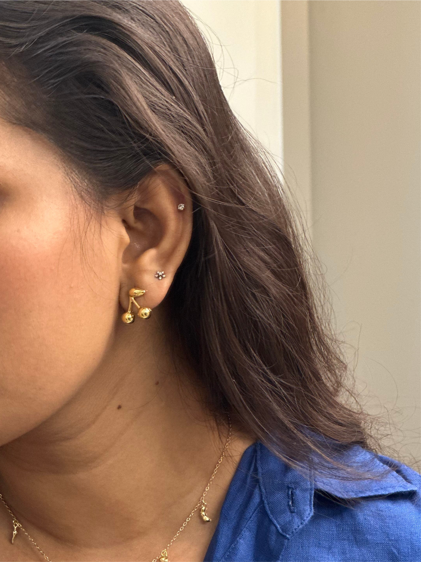 Cherry statement studs