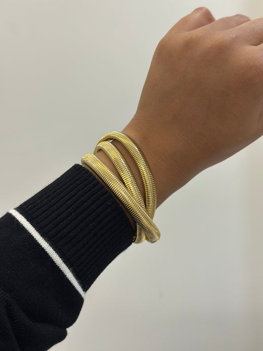 Triple layer spiral bracelet