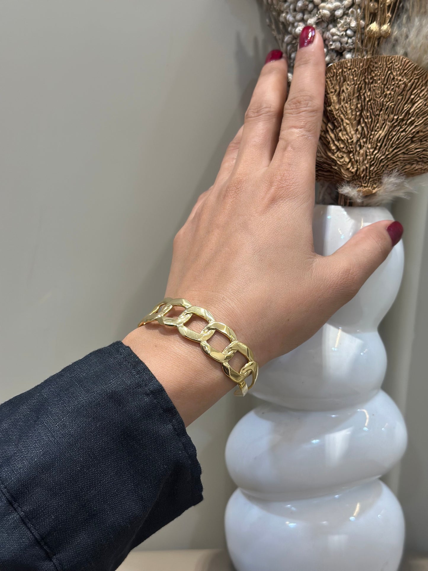 Chunky adjustable handcuff bracelet