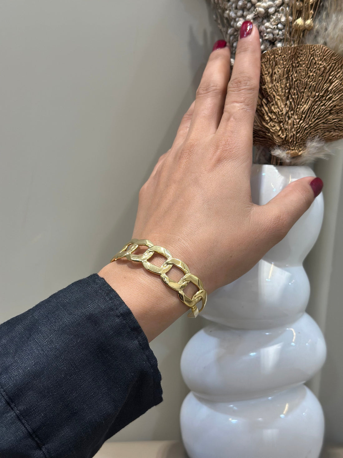 Chunky adjustable handcuff bracelet
