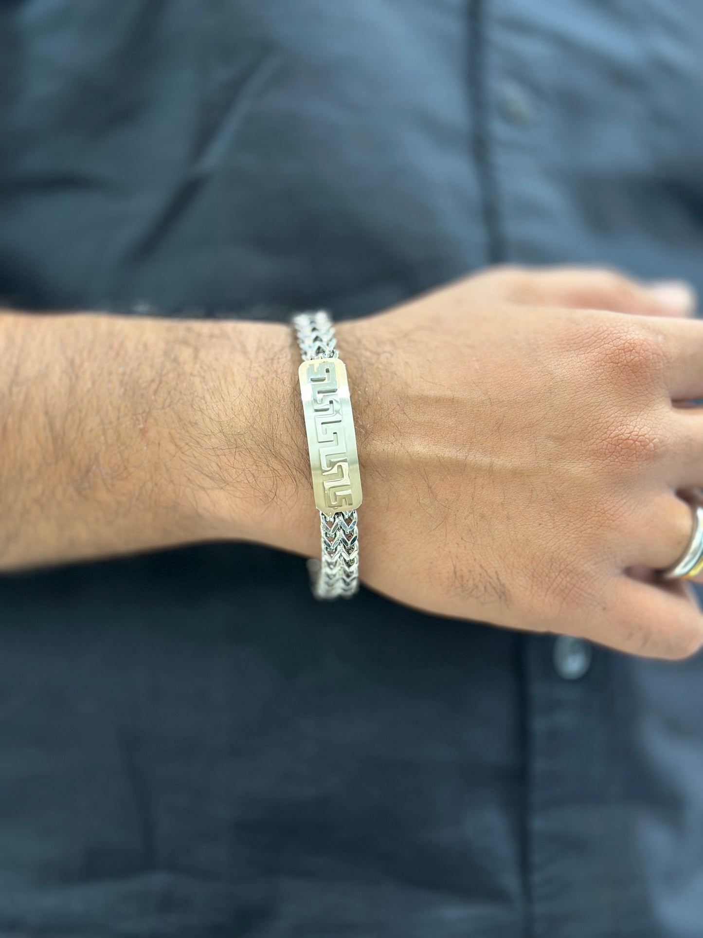 Grid silver Chain bracelet