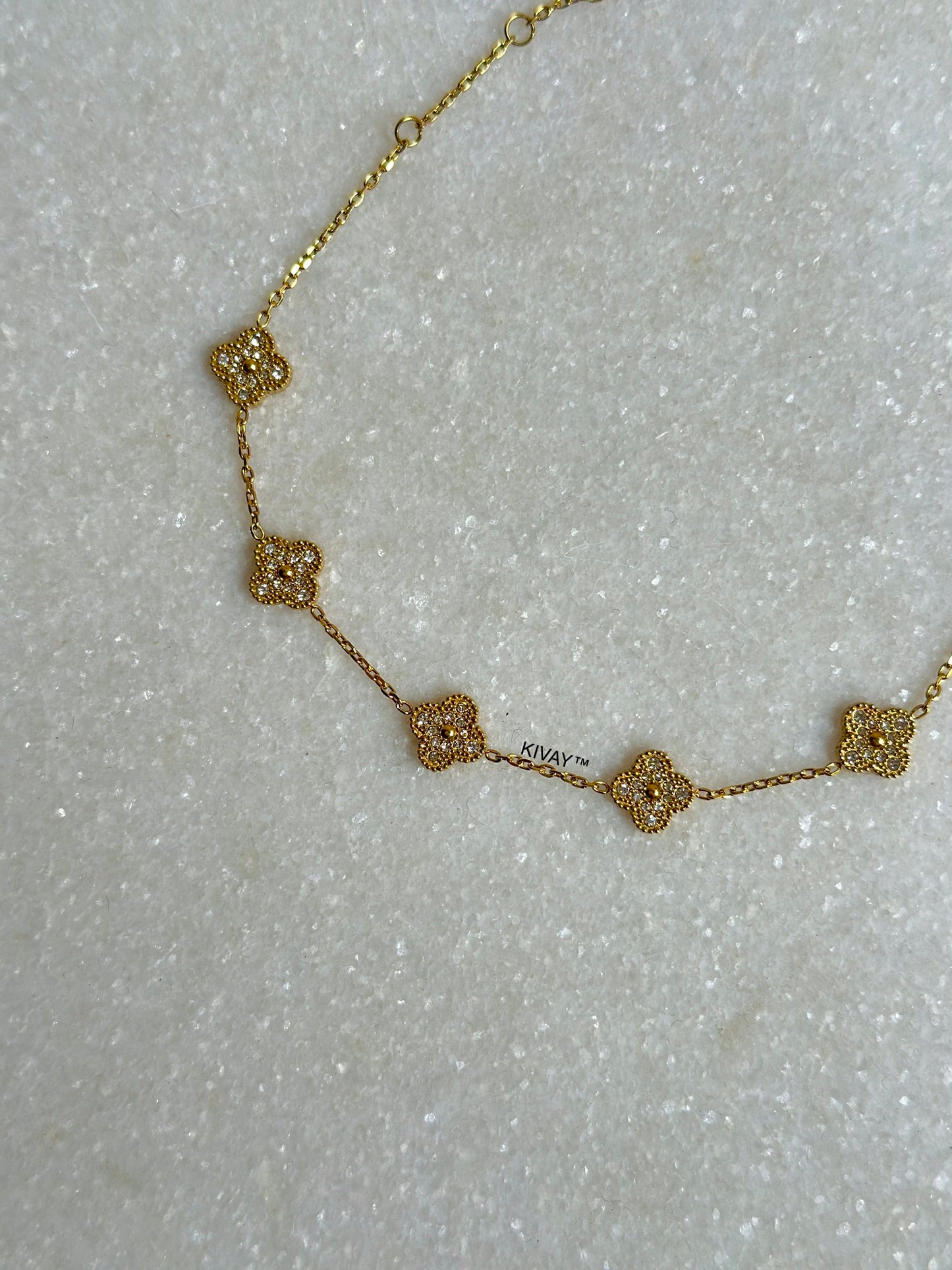 Luxe Floral Diamante Chain Bracelet