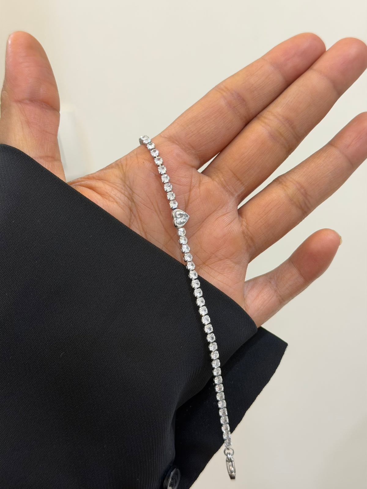 Zovi studded heart tennis bracelet