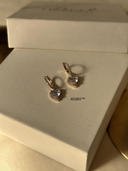 Rosegold Drop Heart Earrings