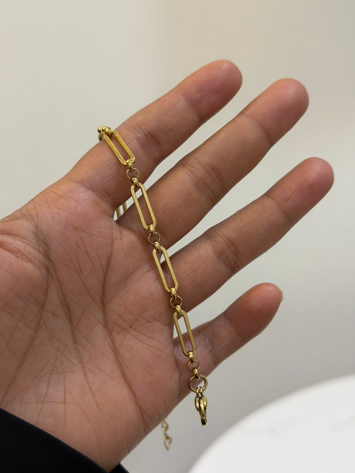 Figaro paperclip staple bracelet