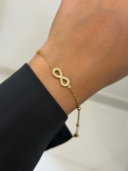 Infinity studded staple bracelet