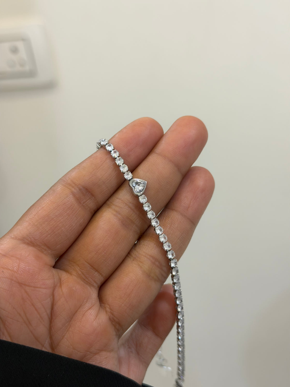 Zovi studded heart tennis bracelet