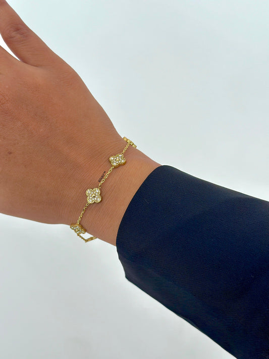 Luxe Floral Diamante Chain Bracelet