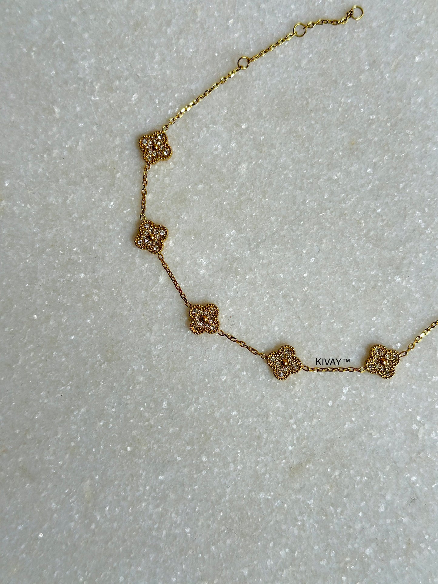 Luxe Floral Diamante Chain Bracelet