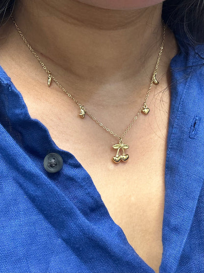 Cherry multi-charm necklace