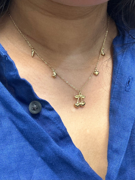 Cherry multi-charm necklace