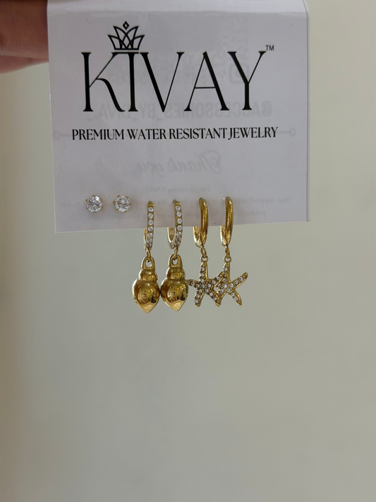 Beach babe set of 3 earrings