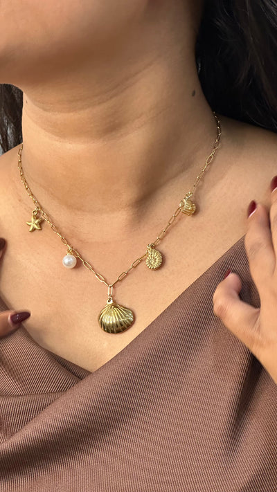 Shell multicharm necklace