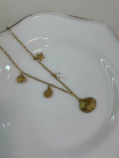 Shell multicharm necklace