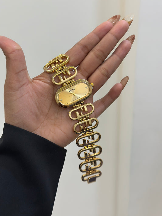 Statement gold dial luxe watch